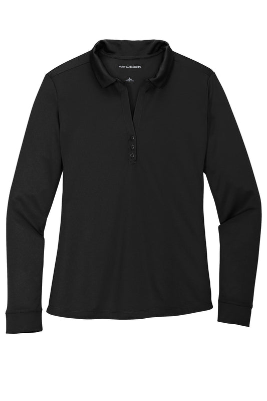 B&W Port Authority Ladies Silk Touch  Performance Long Sleeve Polo